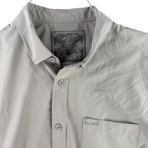 Retro Rifle Button Down Shirt Mens Large Gray Short Sleeve Stretch Tactical